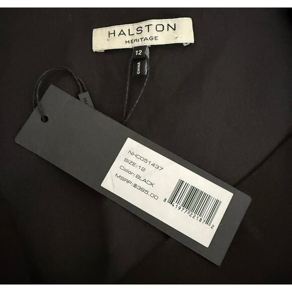 Halston Heritage Women's Faux Wrap Crepe Black Dress Classic Professional NWT - Picture 10 of 13